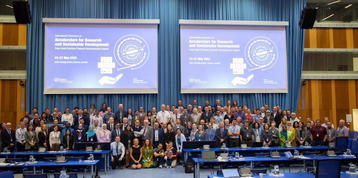IAEANA's tweet photo. ⚛️Thank you, 100s of participants from 72 countries, who joined us in Vienna & online at @IAEAorg's 1⃣st Int'l Conference on Accelerators for Research & #SustainableDevelopment!
👏🏿👏👏🏽 Kudos to Young Professional Award winners!
#Accelerators2022 🔗https://t.co/eOWDCoaiWV https://t.co/iYbPsOuM8X