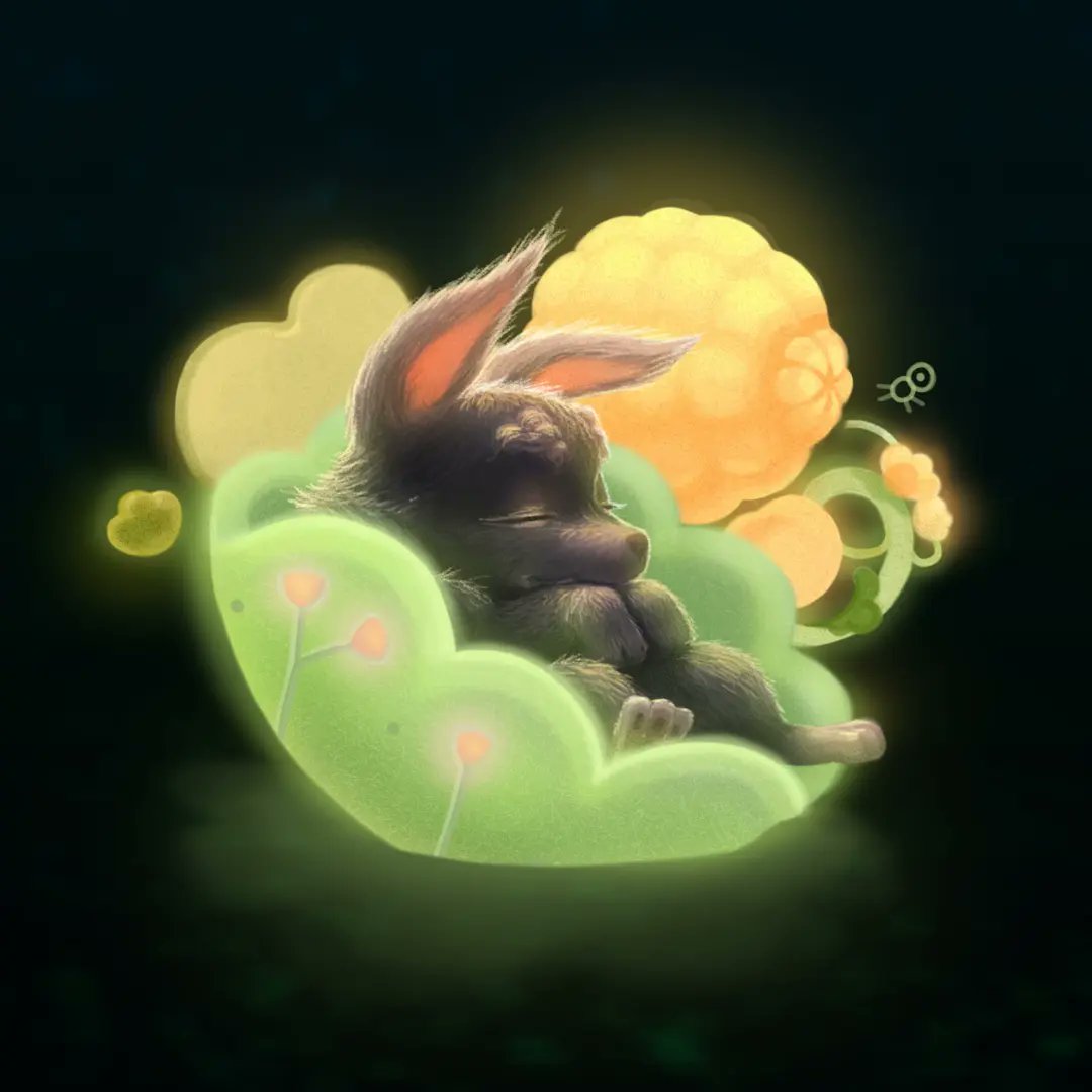 And then, as he continued to sleep, I continued to paint. ✨🍃🎐#dogdreams #digitalpaint #sketchbook