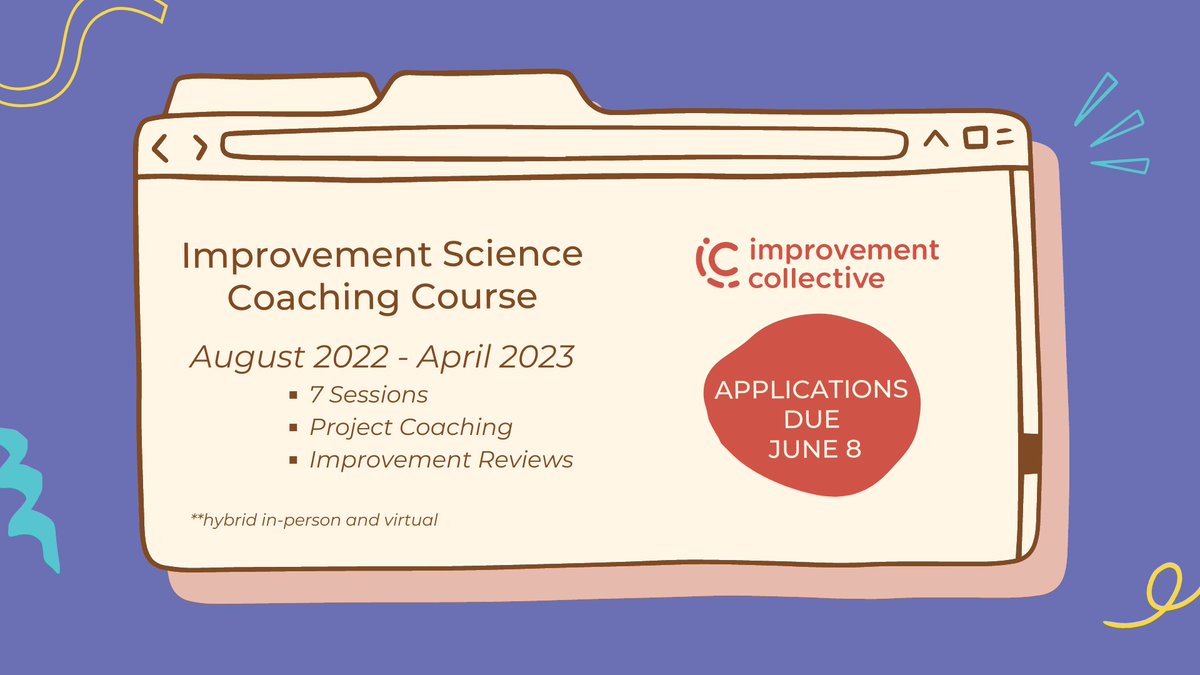 Applications are due June 8th for our next IS Coaching Course! We prepare coaches to support district/schools in using improvement science to tackle persistent educational inequities in their local contexts. Full details and application info: bit.ly/IC-22-23