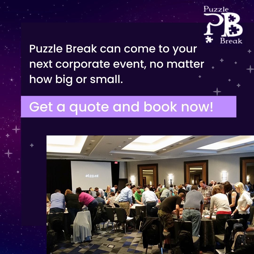 PuzzleBreak's tweet image. Multiple games are available for unlimited players, anywhere.
Join the millions of escape artists who have experienced America’s first escape room, Puzzle Break! 

Take your team to the next level &amp;amp; have an unforgettable time! 
puzzlebreak.us/portable-teamb…
#funworkplace #escaperoom