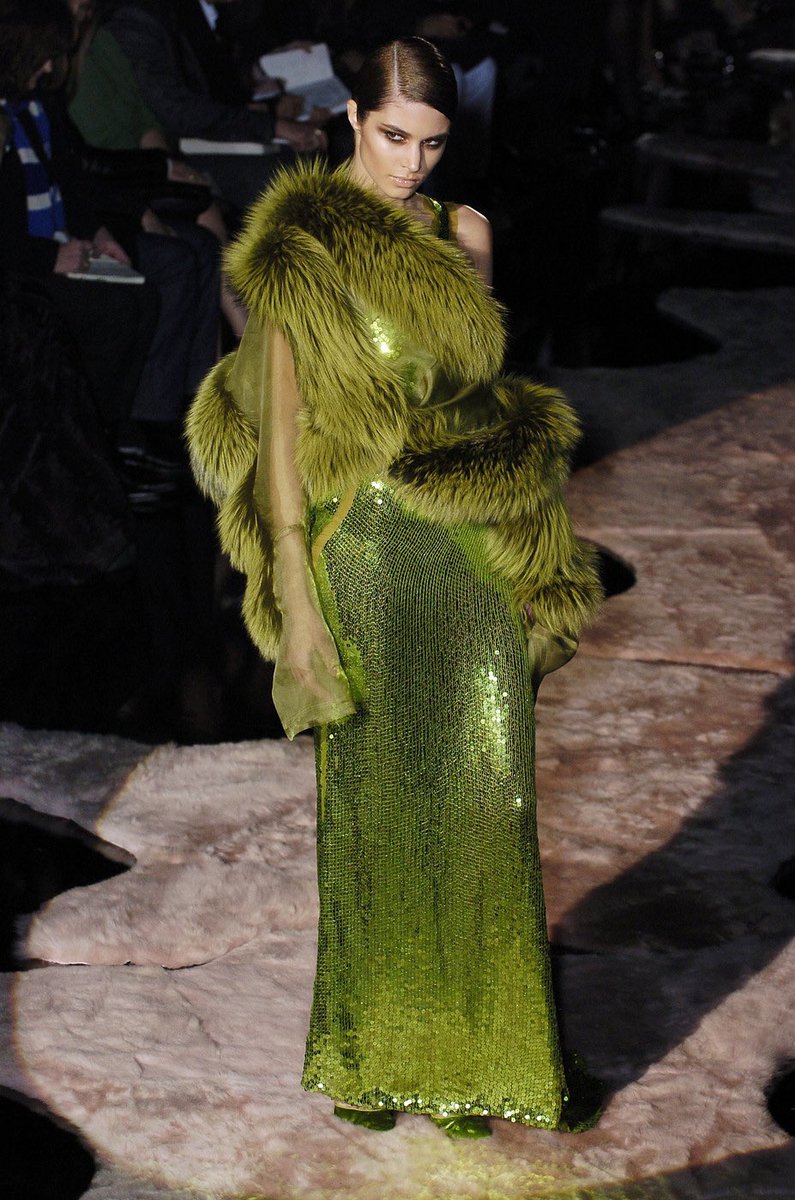 Gucci F/W 2004 acid green sequin dress by Tom Ford