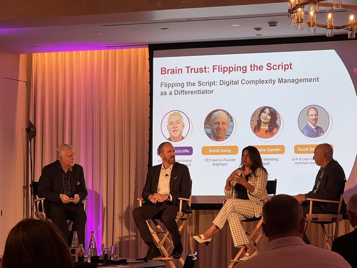 Here’s a topic near and dear to the #CCaaS heart… digital complexity management. @dhinchcliffe @TeamBrightspot @WyndhamHotels and @AmishaGandhi unpack the topic. #AXS2022