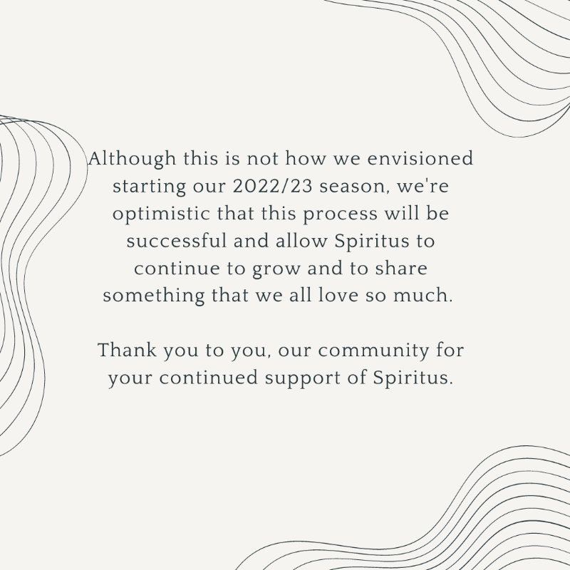 SpiritusChoir's tweet photo. 𝗜𝗠𝗣𝗢𝗥𝗧𝗔𝗡𝗧 𝗔𝗡𝗡𝗢𝗨𝗖𝗘𝗠𝗘𝗡𝗧; As our 2021/22 season comes to a close, we wish to inform you that Mark Bartel will not be continuing as the Artistic Director of Spiritus. 

The position for Artistic Director can viewed at our website at the link in bio.