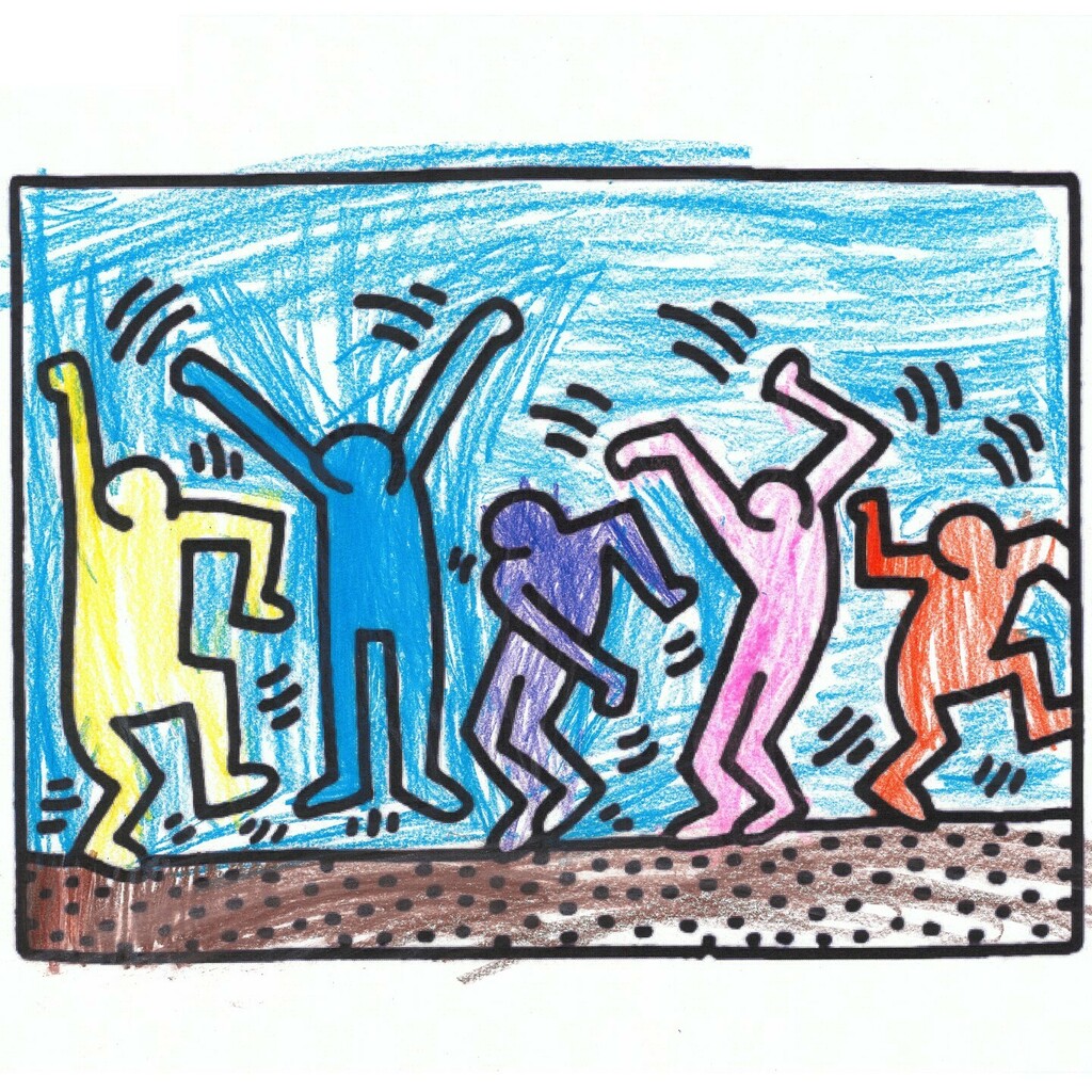 LibraryPoco's tweet image. To kick off Pride Month, the PK read &quot;Drawing on Walls: A Story of Keith Haring&quot; by Matthew Burgess, and spent some time looking at some carefully curated samples of Haring&apos;s work. 

I think they understood the assignment 😁 instagr.am/p/CeRdiWsuFej/