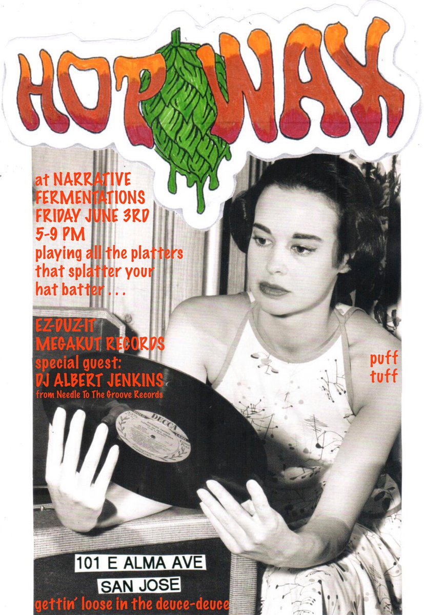 Fresh off lending his production expertise to Casual’s new album for @needletothegrooverecords , we  welcome good friend <a href="/djalbertjenkins/">albertjenkins</a> as special guest at Hop Wax this Friday 6/2 5-9 PM @narrative_fermentations 101 E Alma Ave San Jose - @hop_wax @ezduzit_music <a href="/megakutrecords/">MEGAKUT RECORDS</a>