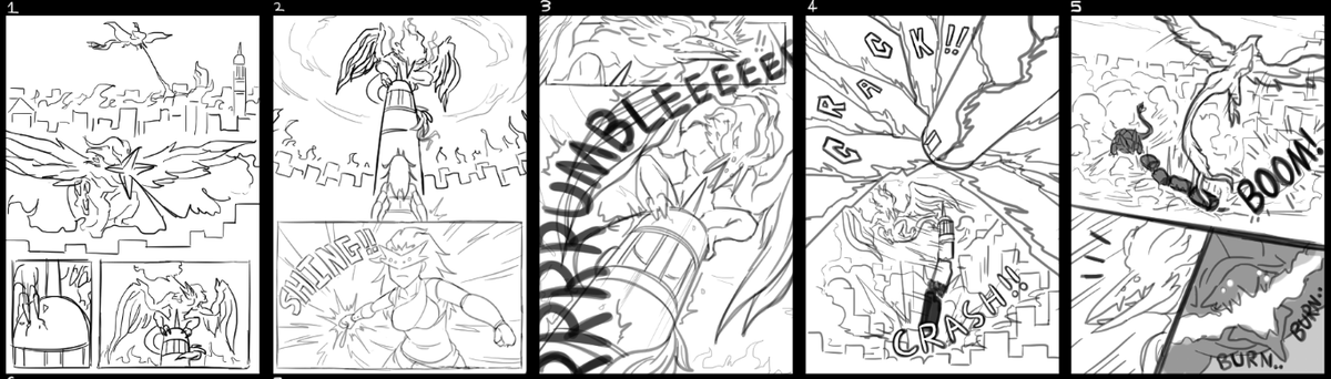 Been working on a Kaiju battle comic for class 