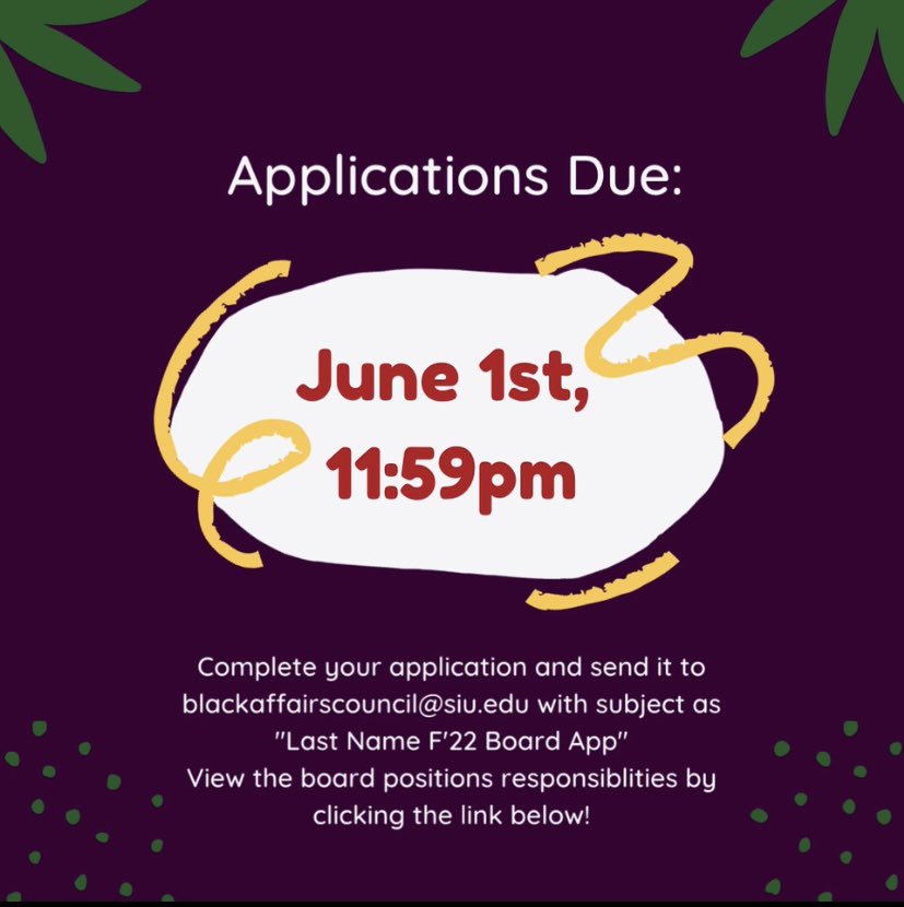 TODAY IS THE LAST DAY TO SUBMIT YOUR BAC BOARD APPLICATIONS 🤍 

GET INVOLVED! 

*Board Positions &amp; Details Available Below*