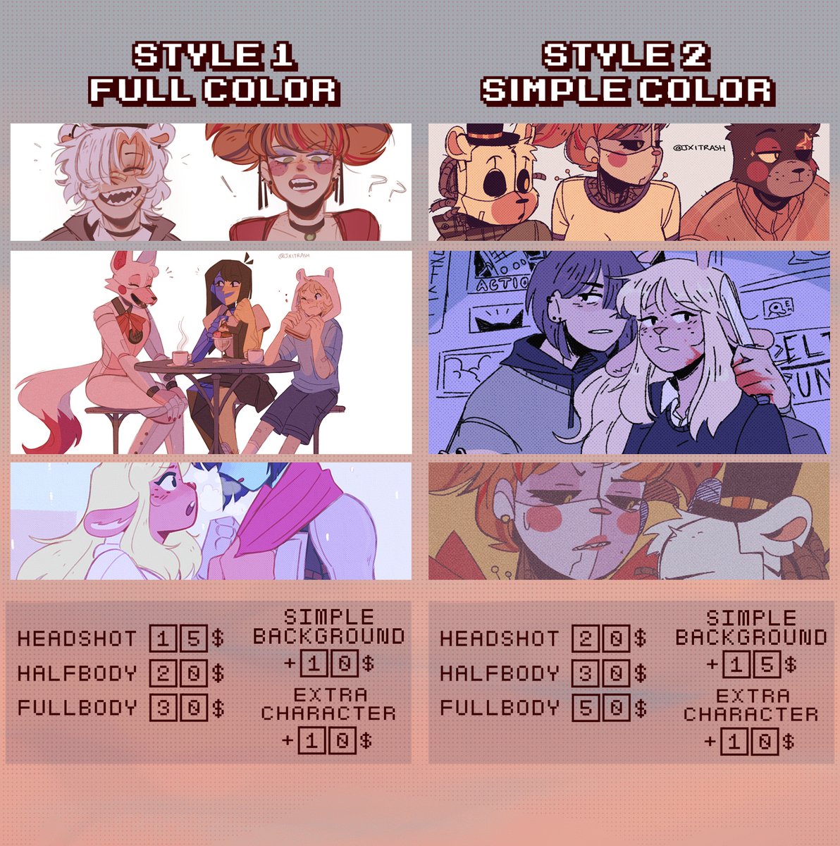 JxiTrash's tweet image. ✨ COMMISSIONS OPEN ✨
feel free to dm for a slot! 💕✉️
Rts are appreciated 🙏