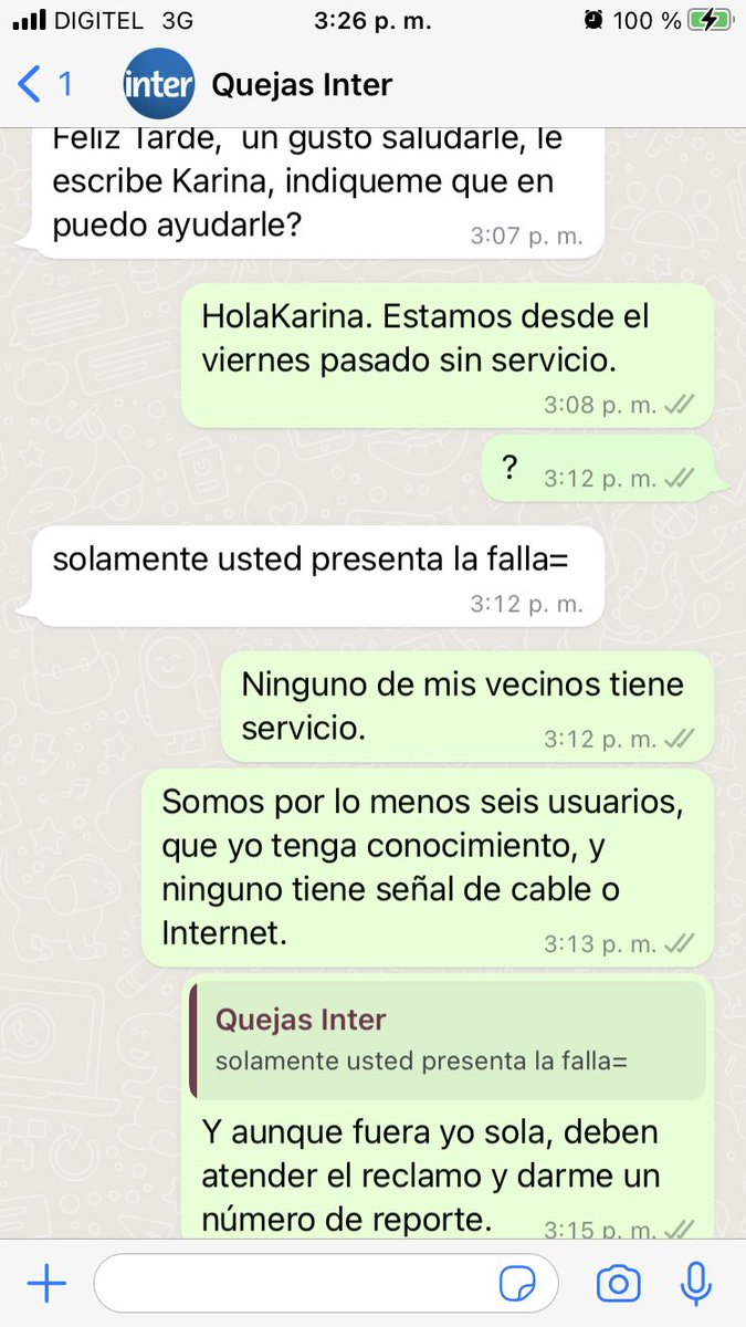 Marga2160's tweet photo. Todavía espero respuesta ⁦@InterCliente⁩ Luego me cobrarán en la factura los seis días que llevo sin servicio. https://t.co/GbYICv915a
