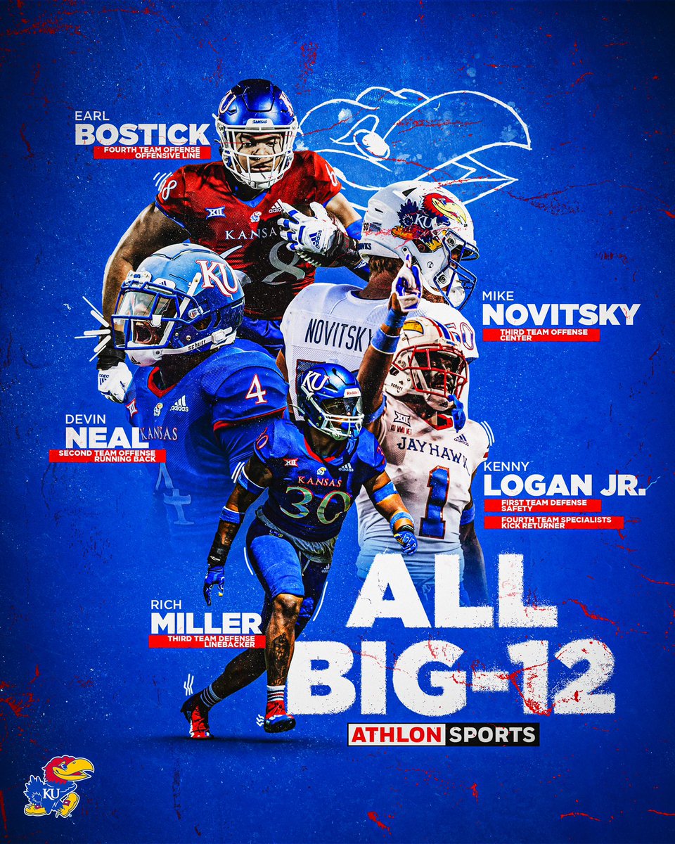 KU_Football's tweet photo. 🖐 Hawks named to the @AthlonSports All-Big 12 Preseason Team.

#KUfball | #RockChalk https://t.co/WwERMr908h