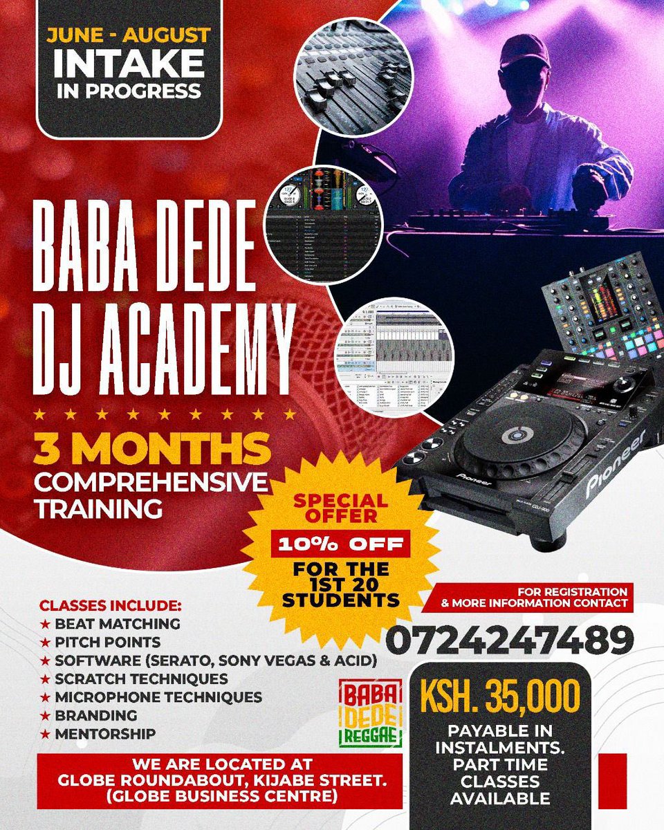 Join #BabaDedeDjAcademy and stand a chance of training with the best in town. Call 0724247489 #TeargasOnNRG <a href="/NRGRadioKenya/">NRG Radio Kenya</a> @BabaDedeReggae