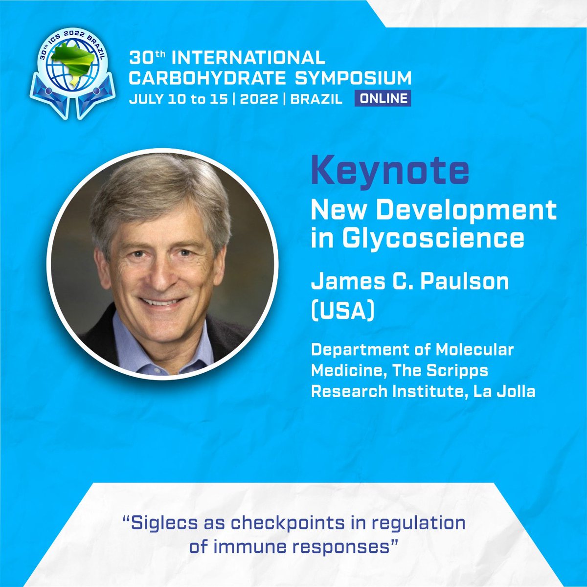 ICS2022 Brazil (@ics_2022) on Twitter photo Directly from the Department of Molecular Medicine at <a href="/scrippsresearch/">Scripps Research</a>, James C. Paulson will give an important talk at the ICS2022:
"Siglecs as checkpoints in regulation of imune responses"
Are you ready for all this knowledge exchange? 📚 Directly from the Department of Molecular Medicine at <a href="/scrippsresearch/">Scripps Research</a>, James C. Paulson will give an important talk at the ICS2022:
"Siglecs as checkpoints in regulation of imune responses"
Are you ready for all this knowledge exchange? 📚