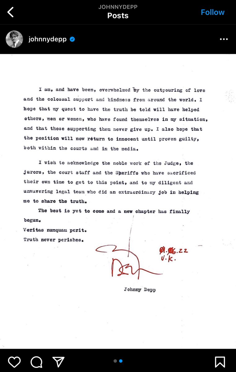 botswithsocks's tweet image. Johnny Depp has made a statement on IG too #JusticeForJohnnyDepp #deppvsheardtrial