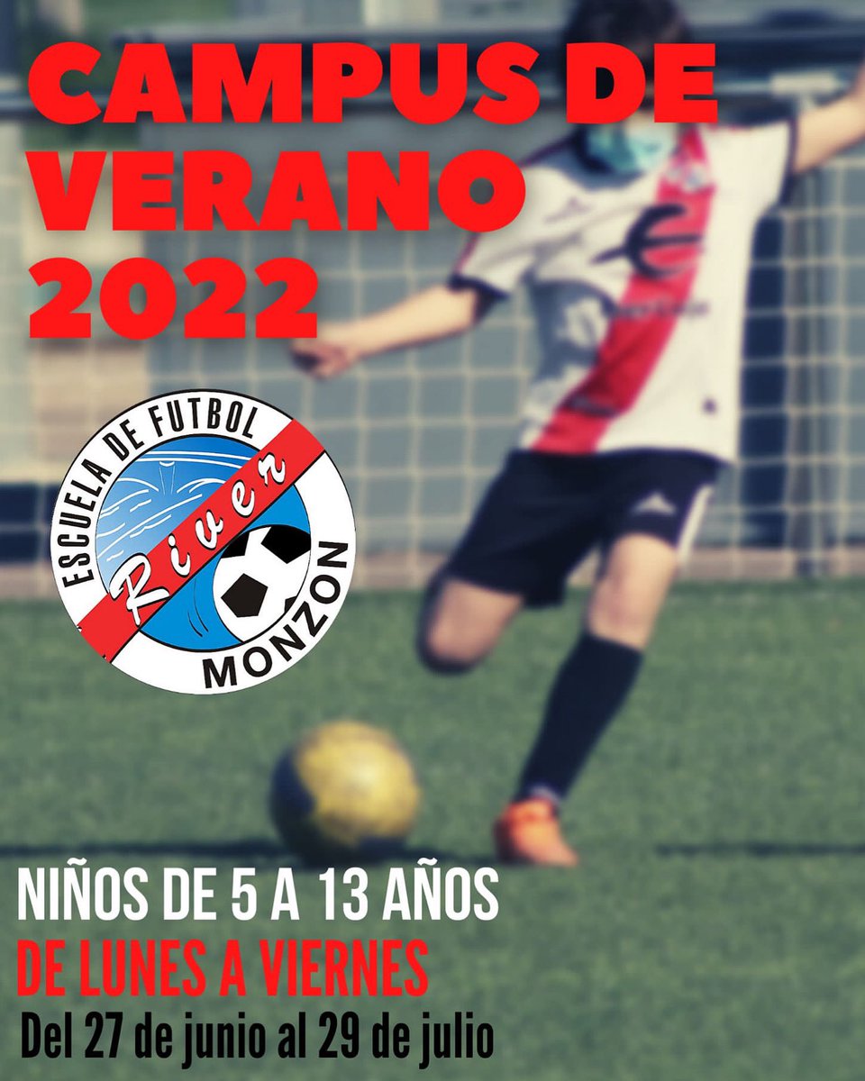 RiverMonzon's tweet photo. 💥Campus de verano River Monzón 2022 
⚽️Diversión y aprendizaje asegurado 
🗓27 de junio - 29 de julio 
⏰9h a 14h con posibilidad de entrada a las 7:45h
👉🏻Inscripción en el link 👇🏻 o en la oficina del River Monzón 

https://t.co/kmFYRrTEig

Info: campusrivermonzon@gmail.com https://t.co/n59sxDIFve