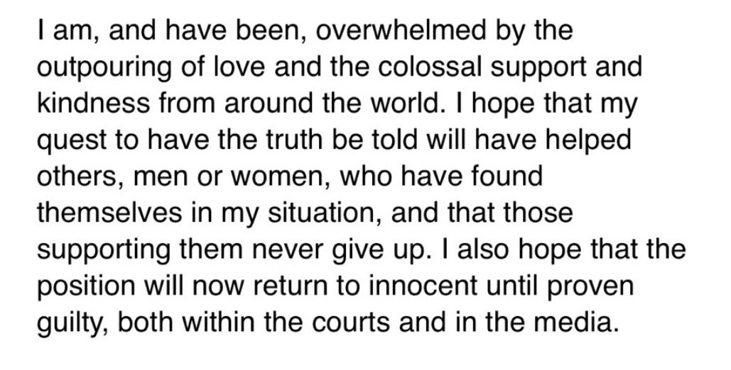 stoolpresidente's tweet photo. “I also hope that the position will now return to innocent until proven guilty, both within the courts and in the media”

AMEN https://t.co/oc7Xwe6FAO