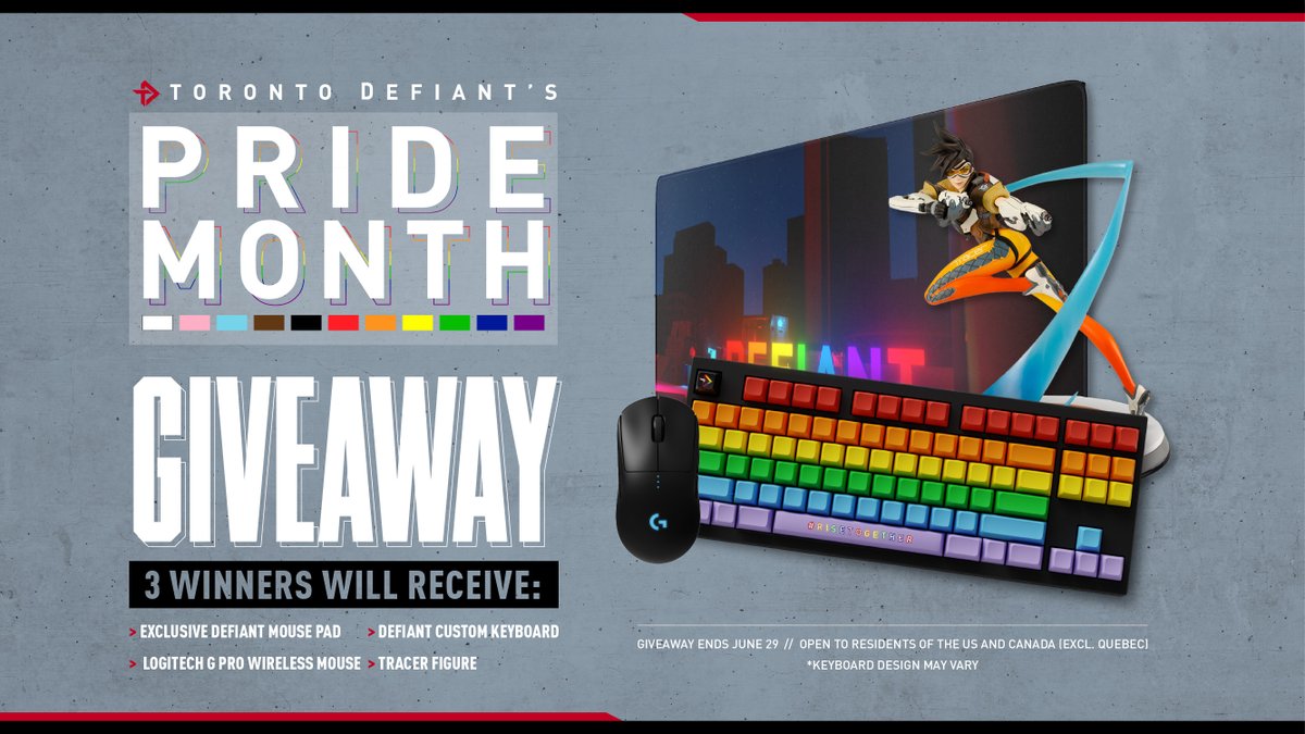 TorontoDefiant's tweet photo. ❤️🧡💛💚💙💜

Not competitive enough to compete?! The Toronto Defiant Community Cup for Pride isn't the only way to win during Pride Month! 🏳️‍🌈 Now everyone can participate 🥰

Enter Now! - https://t.co/McMufiyNE9

#RiseTogether | #Pride2022 https://t.co/trgfyMjanf