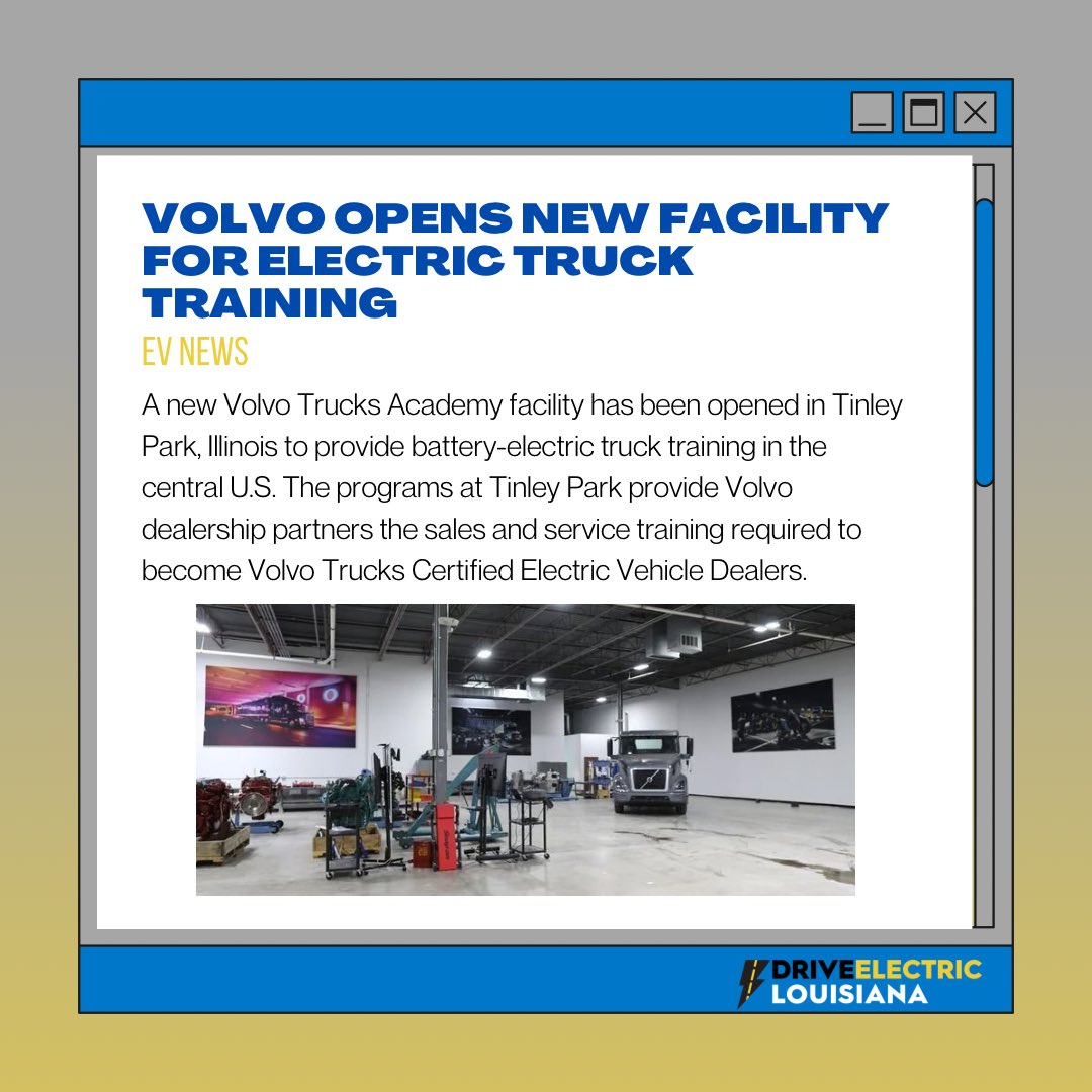 Volvo opened a new facility for electric truck training in Tinley, Illinois, expanding access to battery-electric truck training in the central U.S. #evnews #dela #driveelectric #electricvehicles