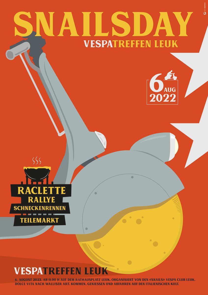 gigalcartoons's tweet photo. Vespa & Raclette - only in Leuk City #SaveTheDate #Snails #GigerGraphics https://t.co/ciKrAgHgXu