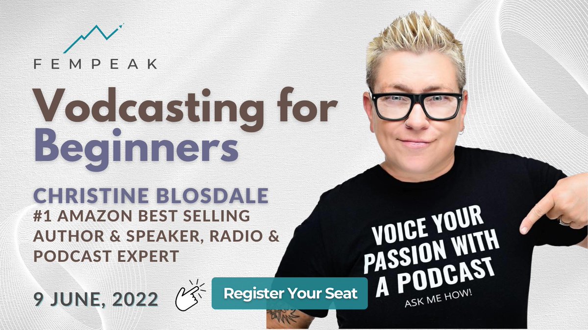 InpeakTime's tweet photo. In this interactive session with the amazing Christine Blosdale, you'll learn what a vodcast is, how it's different from a podcast, and how to start your own. 🌟📱 #InPeak #Vodcast #SocialMedia #Podcast #Youtube #Apple https://t.co/0LN4euVyYU