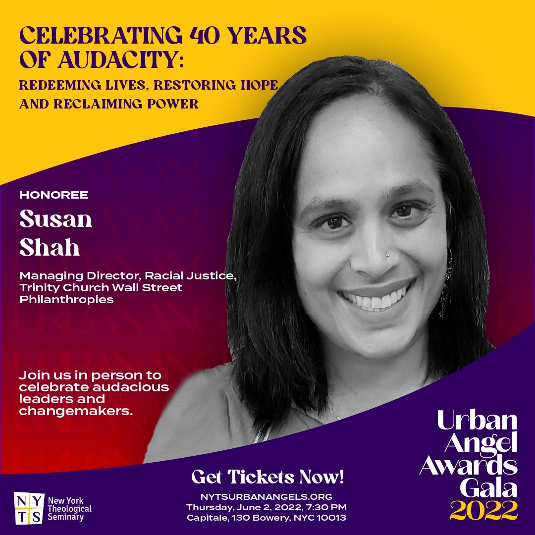 | TOMORROW | GET YOUR TICKETS NOW| Meet Honoree, Susan Shah, Managing Director, Racial Justice, Trinity Church Wall Street Philanthropies . . . @TrinityWallSt @1susanshah