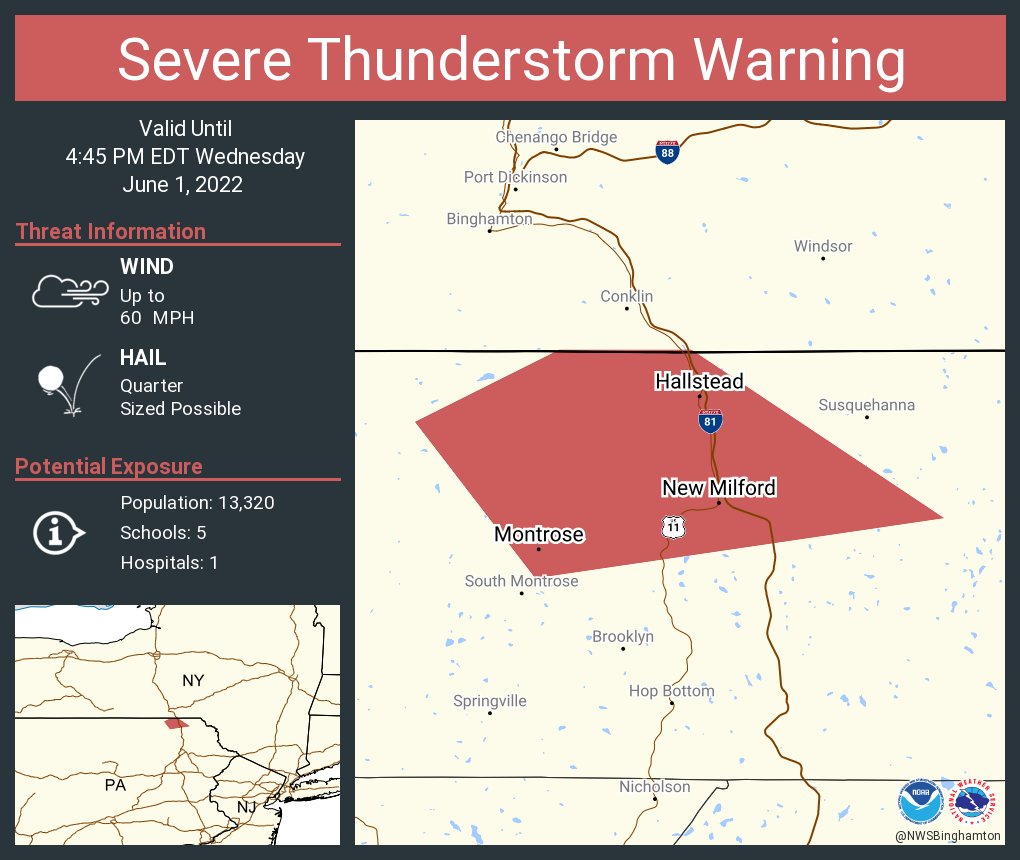 NWS Binghamton on Twitter "Severe Thunderstorm Warning including