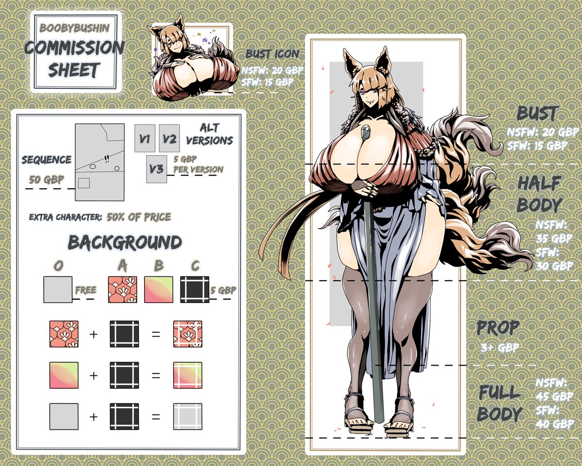 BoobyBushin's tweet photo. Last sheet was getting out of date and I really wanted to add a line art option so yeah, a new fresh shiny one.

I have new price balances and an updated TOS for any of yous looking to have big bad boobi created, right over yonder: https://t.co/eq5gQyc8xc https://t.co/VVtGMIYDGq
