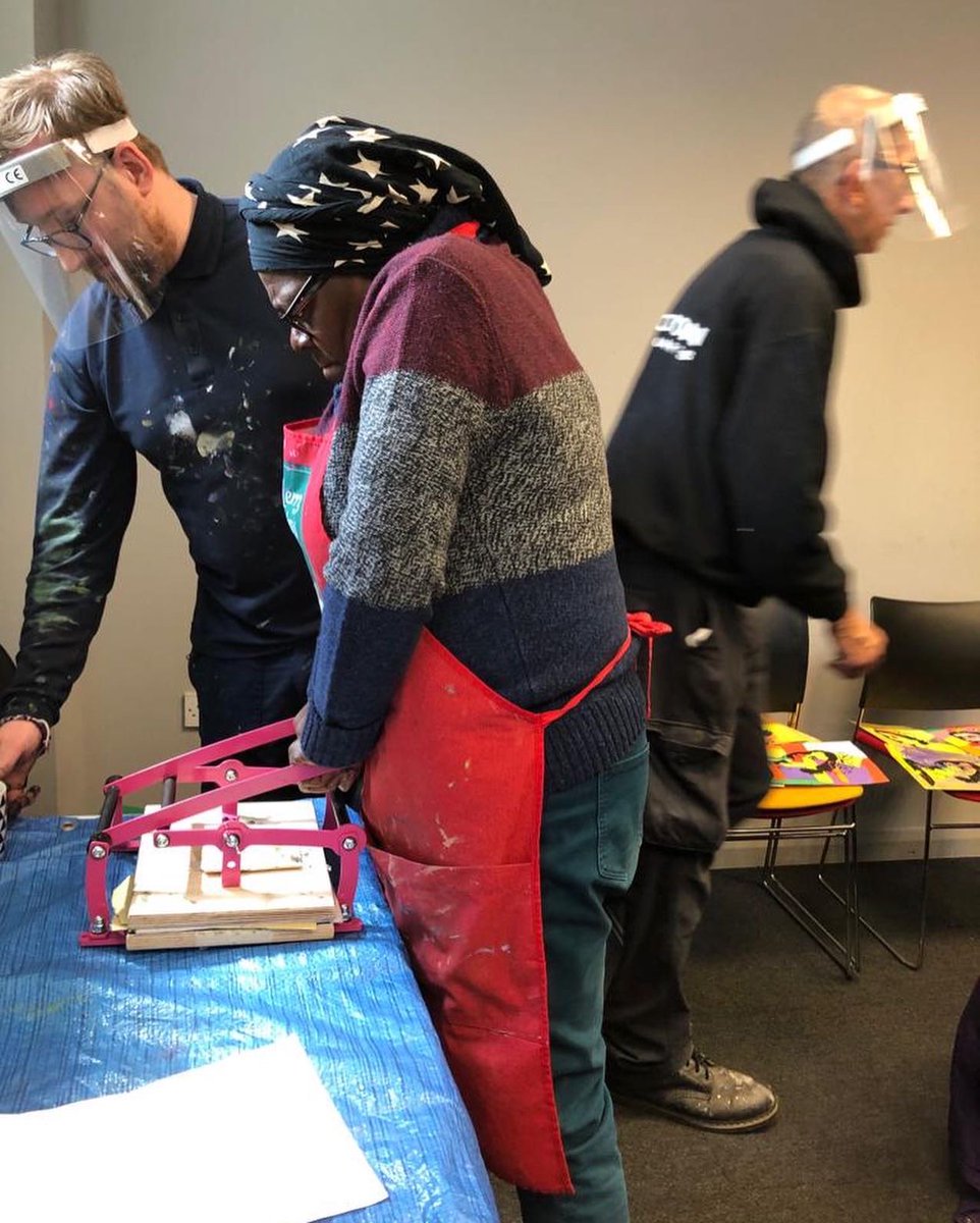 ArtsGorton's tweet photo. “Putting Our Stamp On It” Project. Yesterday was our final session on this project and we finished it off in style with the @inspiredtaskforce in Levenshulme. Busy day but we got them all finished. Everyone worked really hard and with so much quality. https://t.co/vTWH4AN1en
