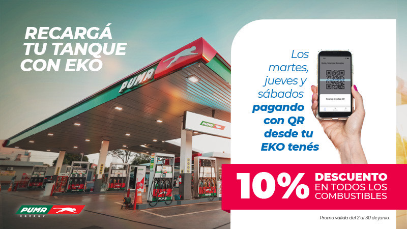 eko_paraguay's tweet image. Que prendan los motores ⛽ Todos los martes, jueves y sábados de Junio 10% off en todos los combustibles de las estaciones Puma Energy, pagando con QR desde tu app Eko 📱

Encontrá las bases y condiciones en la app.