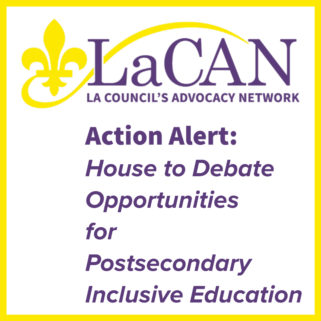 LaDDCouncil's tweet photo. ⚜️ House to Debate Opportunities for Postsecondary #InclusiveEducation ⚜️
House meets TOMORROW MORNING to discuss SB192 which would help fund #InclusivePostsecondary programs for students with disabilities👇👇
https://t.co/9H855O3x2P
#LaDDC
#LaPIE
#LaCAN
#LaGov
#LaLege https://t.co/yuk9fKEa6R