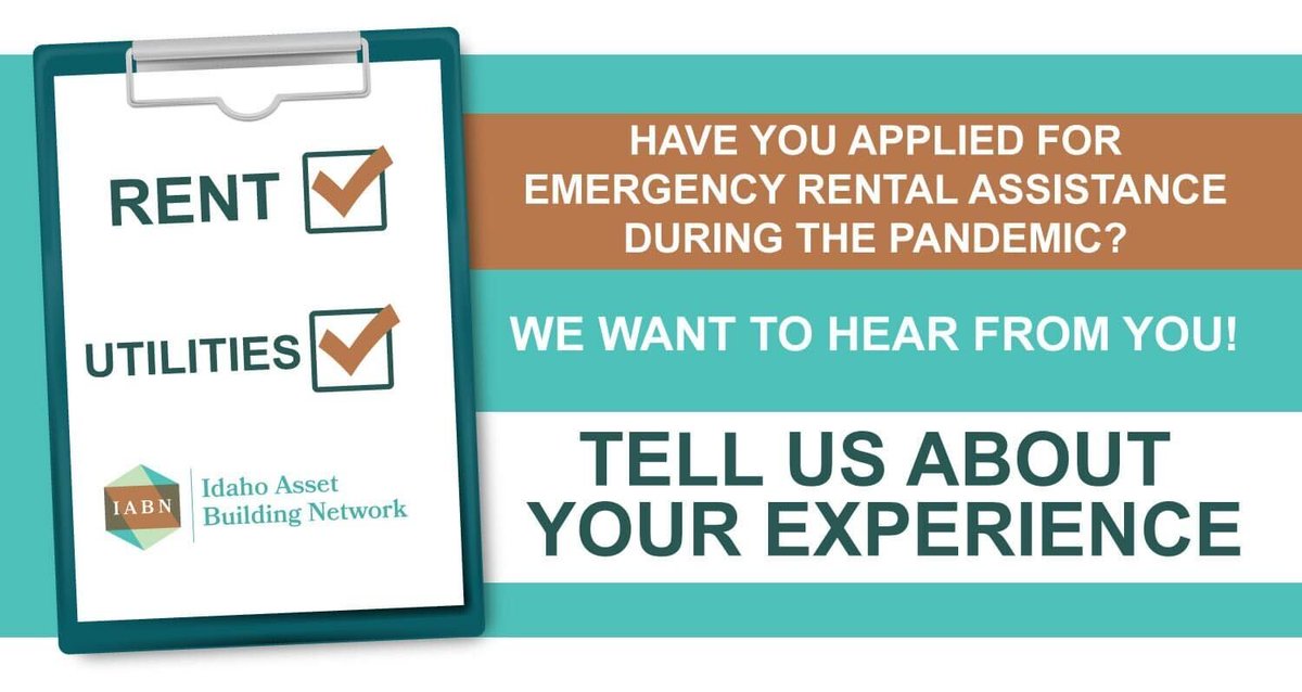IdahoABN's tweet photo. Understanding how Emergency Rental and Utility Assistance is used throughout the state in response to the COVID-19 pandemic is important to us. We want to learn more about the experience folks have when they apply. Take the survey and learn more here:
https://t.co/GnhGAULtpI https://t.co/IEyU7U7ZXE