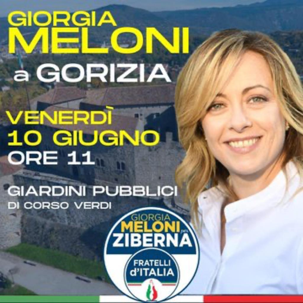 💥  𝙂𝙄𝙊𝙍𝙂𝙄𝘼 𝙈𝙀𝙇𝙊𝙉𝙄 𝘼 𝙂𝙊𝙍𝙄𝙕𝙄𝘼 💥

Incontro pubblico con i cittadini, in occasione della chiusura della campagna elettorale a sostegno del candidato sindaco Rodolfo Ziberna 🇮🇹

 #GiorgiaMeloni #FDI #zibernasindaco #Gorizia #elezionicomunali2022 #fratelliditalia