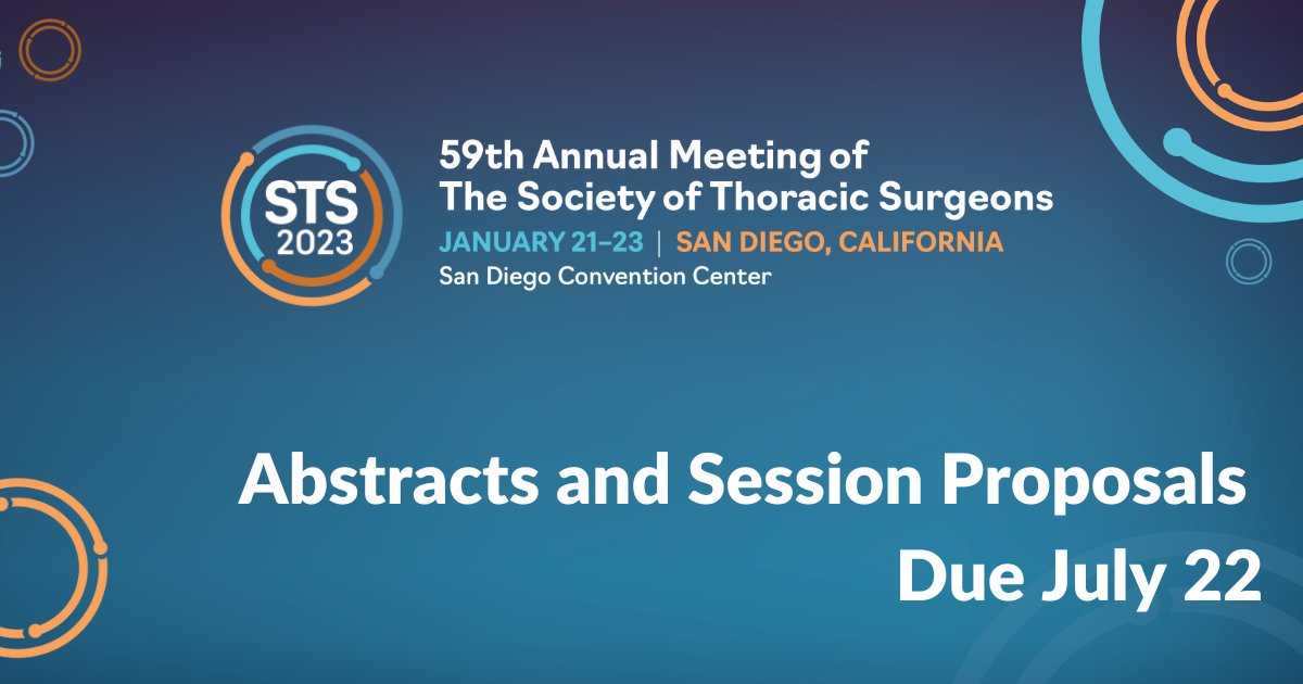 The Society of Thoracic Surgeons on Twitter "Abstract submissions for