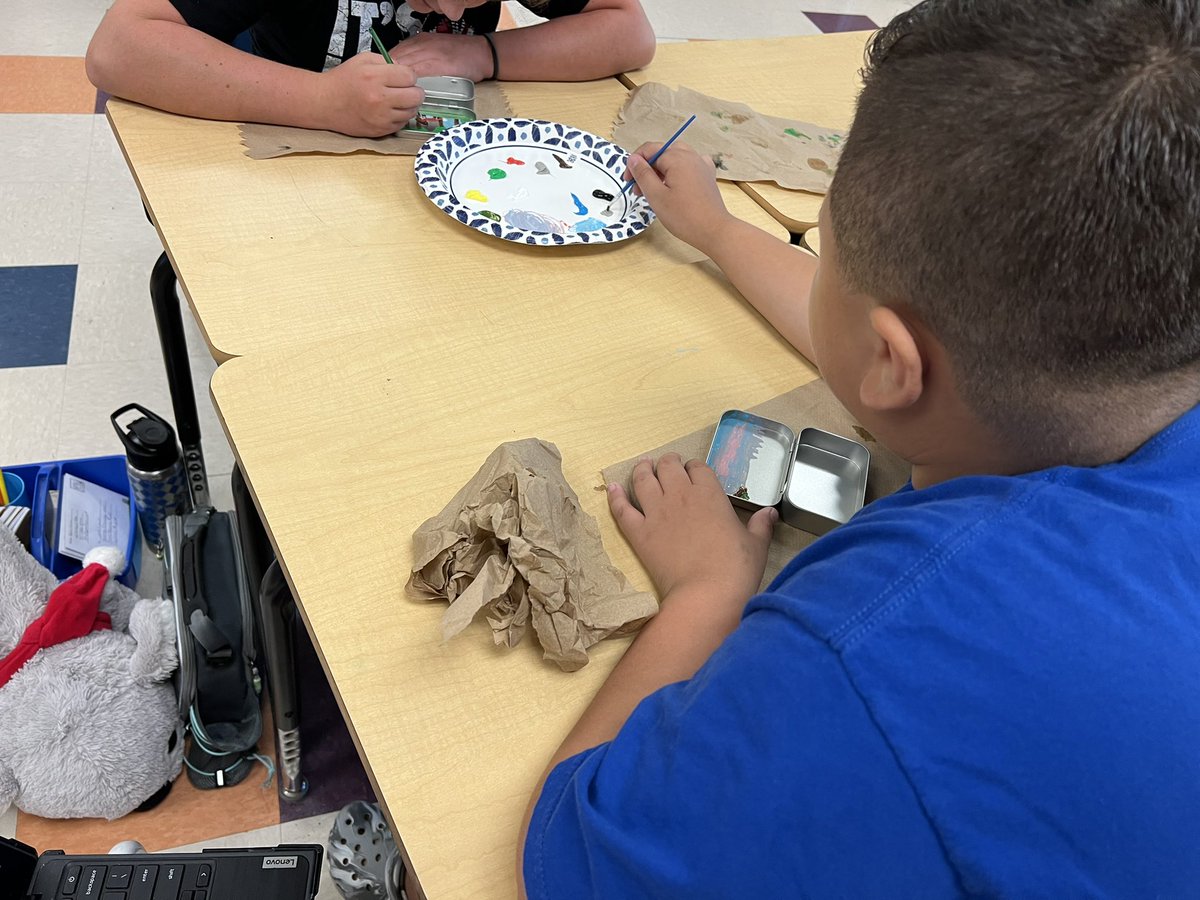 KimberlyCastner's tweet photo. #castnerkids spent time painting scene from favorite national park inside an altoids tin-they’ve spent the year researching and identifying problems national parks face with the help of @dacia92. Can’t wait to hear about their summer np trips! @StallingsESNC @UCPSNC @AGHoulihan https://t.co/Yu9a8omp3C