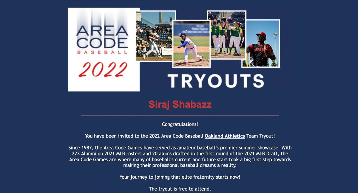Appreciate the invite <a href="/ACBaseballGames/">Area Code Baseball</a> thankful for the opportunity.