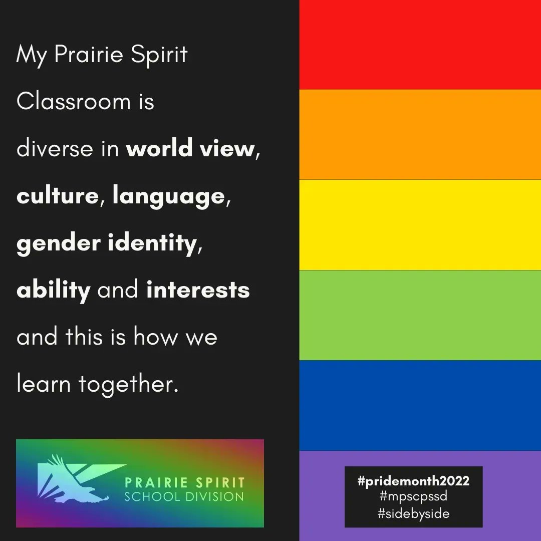 prairiespiritsd's tweet image. Pride month 2022:

Prairie Spirit Learners feel accepted, confident + safe to engage in learning where individual diversity, ability, interests, backgrounds, cultures + life experiences are welcomed + valued. #pridemonth2022 #sidebyside
Source: buff.ly/2YFbYTV