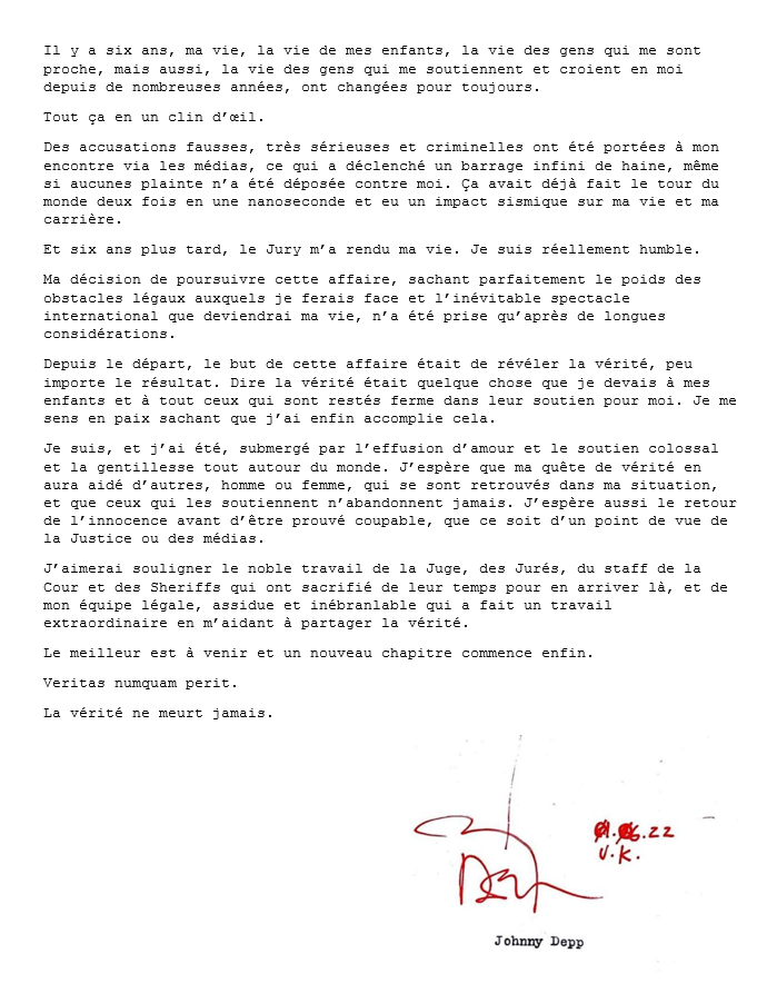 Kei_Shotaro's tweet photo. Le communiqué de Johnny Depp, traduit pour vous.

#JusticeForJohnnyDepp https://t.co/h4exyPgxoP