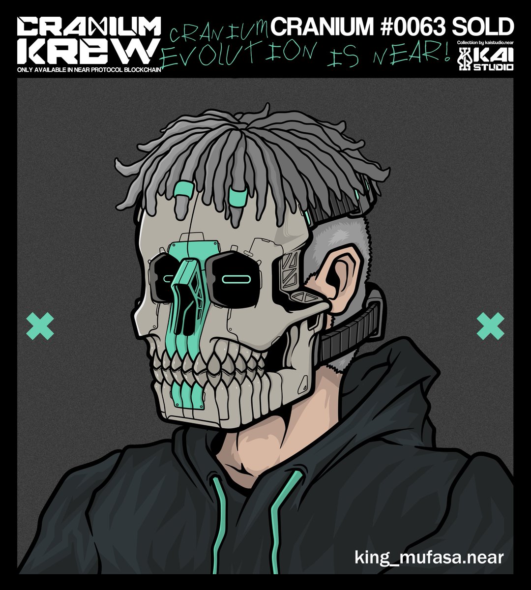CRANIUM #0063 SOLD. Only at $NEAR
Now in possession of king_mufasa.near
Another one! WL waving at you ser 
Collection: paras.id/collection/cra…
@ParasHQ <a href="/NEARProtocol/">NEAR Protocol</a> <a href="/NftPinas/">NFTPinas | #FBNXGuild</a> <a href="/NFTMarketPH/">NFT Market PH 🇵🇭</a> <a href="/NEARPhilippines/">NEAR Philippines I Create Without Limits</a> #NFT #NFTs #NEARnft #ParasNFT #CraniumNFT #CraniumKrew