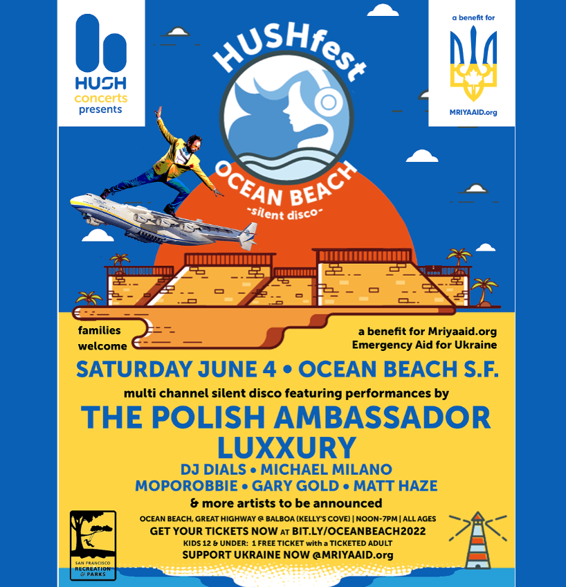hushconcerts's tweet photo. Join us Saturday, June 4th for #OceanBeach as we support a crucial cause. 100% of the proceeds will be donated to @MriyaAid, a NGO that provides direct aid to the Ukrainian effort.
Buy your tickets at: https://t.co/BjGGwCbyE1
#OceanBeach2022 #SupportUkraine #HUSHfest https://t.co/K8IeKHZ8Bq