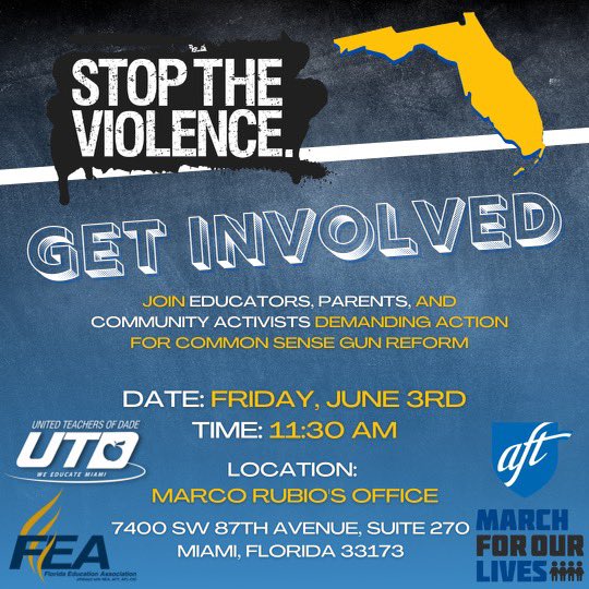 KarlaforFlorida's tweet photo. Join us this Friday as parents, teachers, students, and community activist come together to demand #CommonSenseGunLawsNOW @davidhogg111 #MarchForOurLives @AFTunion https://t.co/dphpMtmHq1
