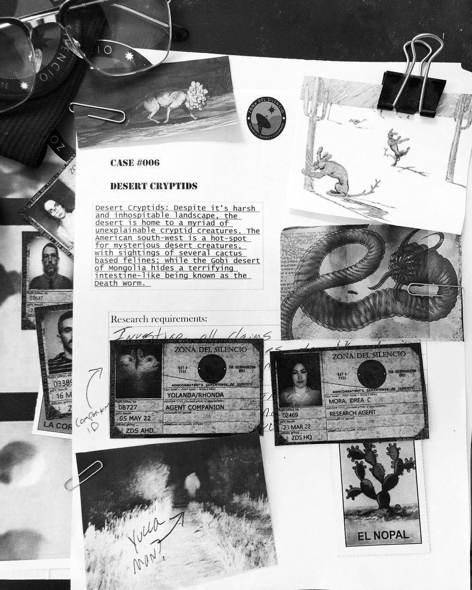 Case #006 Desert Cryptids now available to podcast listeners. Agents Ryan and Mora reconvene in the Zona del Silencio to research a myriad of desert based cryptid creatures. 

open.spotify.com/episode/7yMRSk…