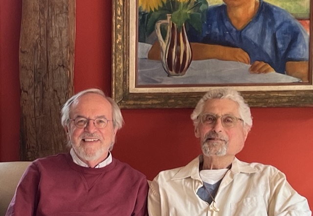 Christopher Bamford, an intimate friend and a remarkable human being. Here we are two weeks before he died on May 13th. His face is somewhat misshapen due to his cancer.