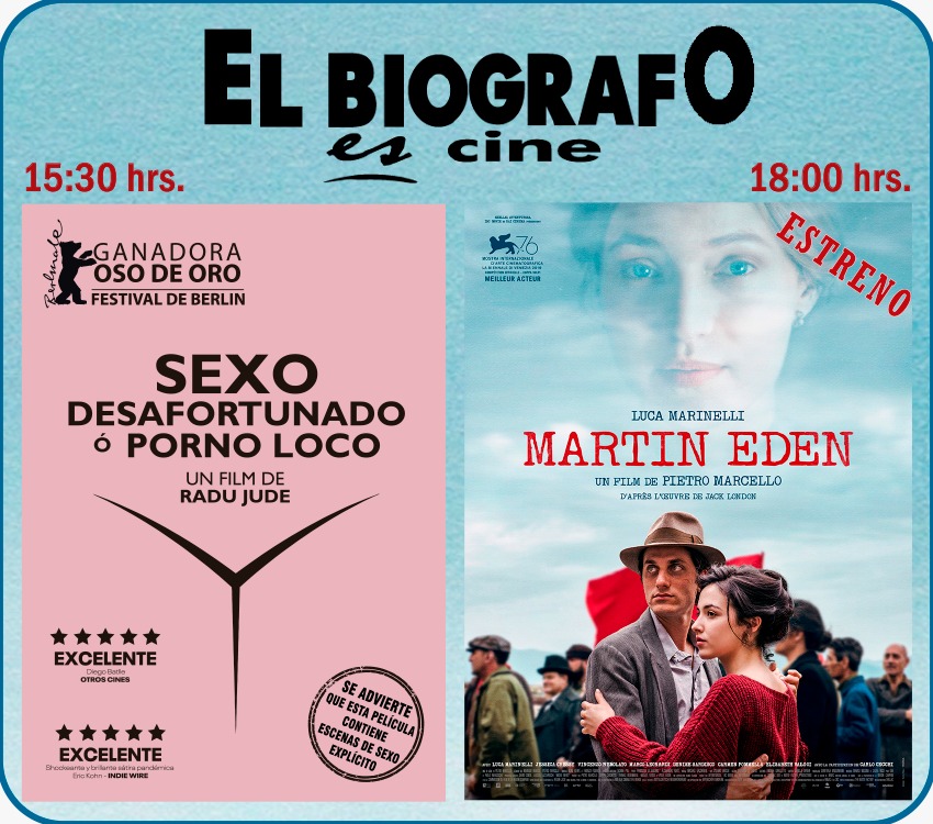 Mañana Estreno: Martín Eden
Esta semana en Cine El Biógrafo.
Desde jueves 2 - 18:00 horas.
No te la pierdas!!!
