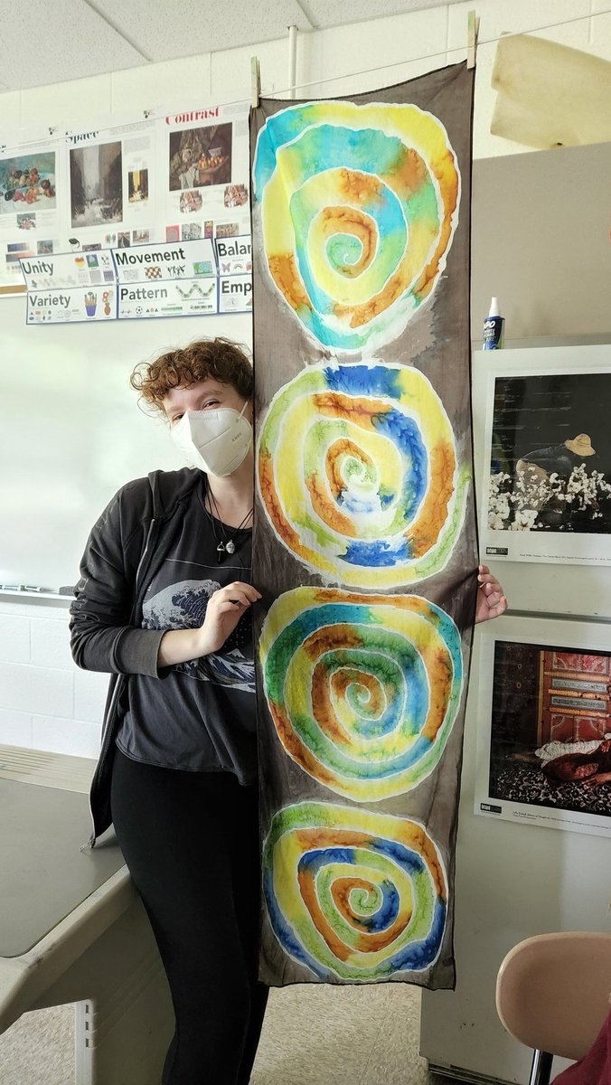 dr_angryfossil's tweet image. Never say never, but today was likely my last day as a classroom teacher after 22 years. We went out with a bang with these amazing silk scarves by my #APArtHistory students made, each inspired by the art we studied thisnyear!  @CreativeKidsSCS @SCSMsPrice #WeAreDPS