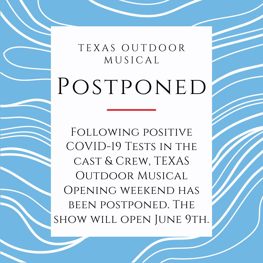We will be postponing opening week. Anyone holding tickets for June 2-8 will be given the opportunity to change performances or receive a forever raincheck. We will open Thursday June 9 with a great show. Any questions, please DM us. Thank you for your understanding and support!