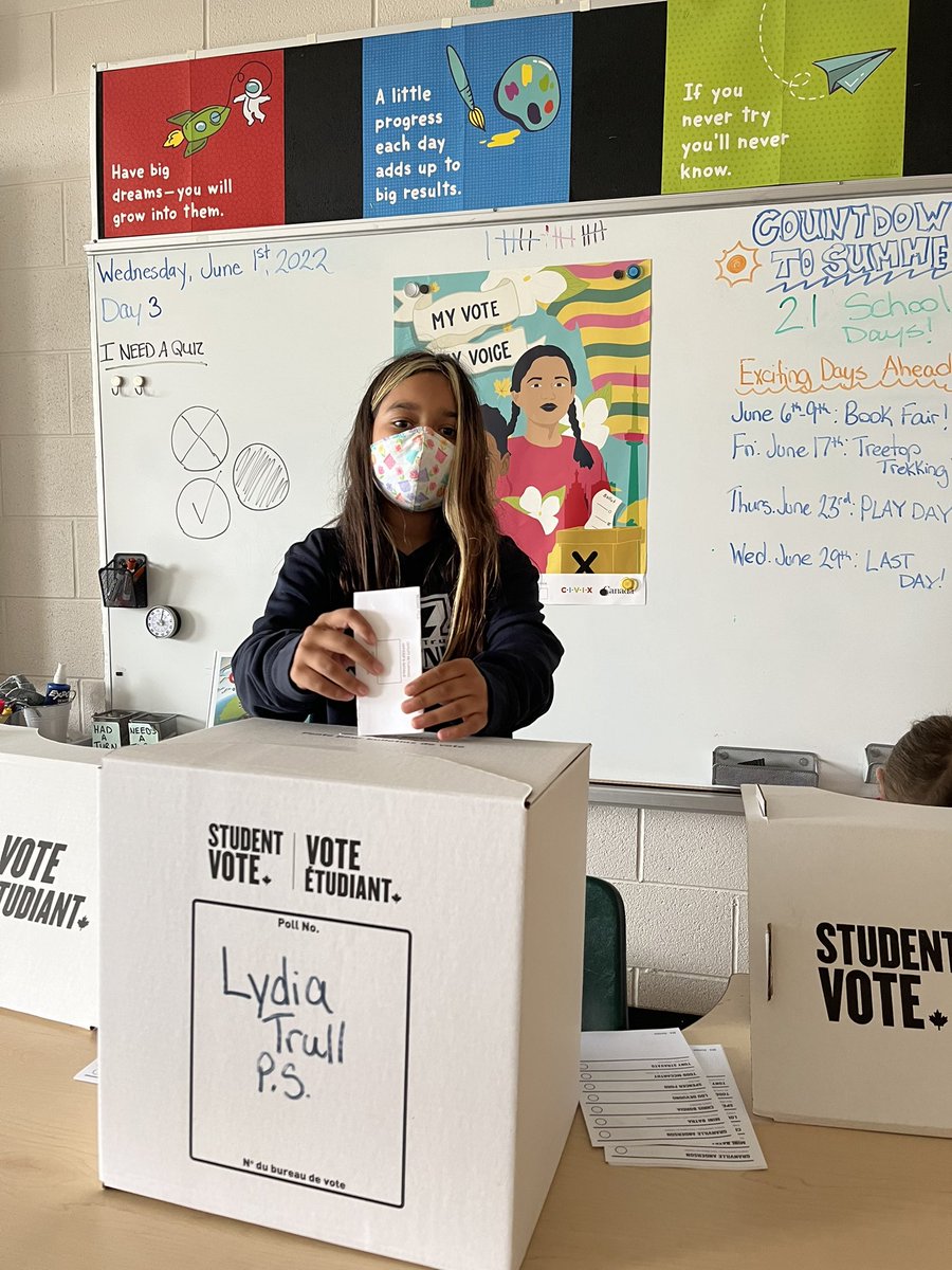JamieLotton's tweet photo. We casted our student votes today for the provincial election! The 4/5’s were very excited about having their voices heard about what matters most to them! 🗳 @studentvote @SarikaHenry @LydiaTrullPS https://t.co/CGsqJTH1B0