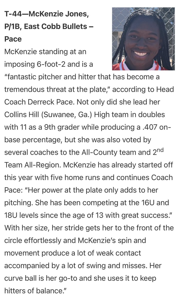 McKenzie Jones (@_kenz18) on Twitter photo So honored and feel blessed to be ranked 44th in the 2022 <a href="/ExtraInningSB/">EXTRA INNING SOFTBALL</a> softball rankings for the class of 2025. Special thanks to the coaches that have gotten me here and continue to help me grow. <a href="/ECBPace/">EC Bullets- Pace</a> <a href="/respi18/">Renee Boulware</a> <a href="/TheRealEJ2/">EJ</a> <a href="/coachnewland22/">Adam Newland</a> @FRPatterson_30 <a href="/amydickey14/">amydickey14</a> So honored and feel blessed to be ranked 44th in the 2022 <a href="/ExtraInningSB/">EXTRA INNING SOFTBALL</a> softball rankings for the class of 2025. Special thanks to the coaches that have gotten me here and continue to help me grow. <a href="/ECBPace/">EC Bullets- Pace</a> <a href="/respi18/">Renee Boulware</a> <a href="/TheRealEJ2/">EJ</a> <a href="/coachnewland22/">Adam Newland</a> @FRPatterson_30 <a href="/amydickey14/">amydickey14</a>