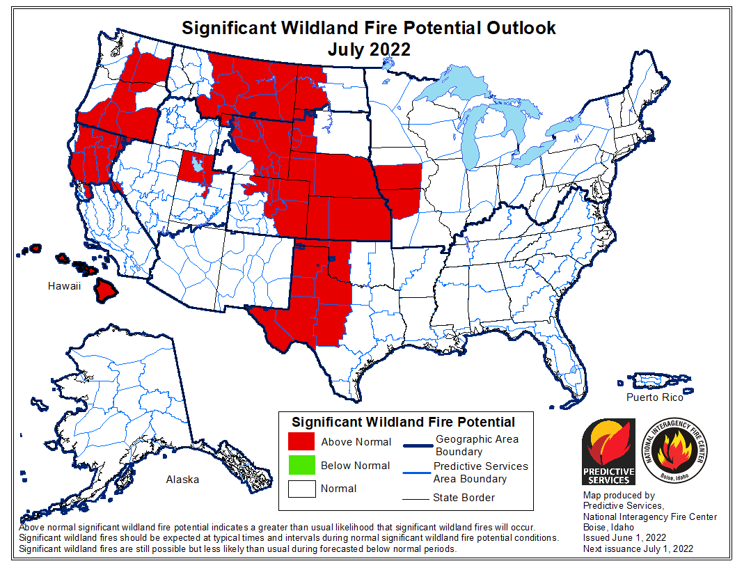NIFC_Fire's tweet photo. #NationalFireNews: The National Interagency Coordination Center, Predictive Services released the #WildlandFireOutlook on the under 'Predictive Services - Outlooks'--> https://t.co/JZBeppdsTx #FireYear2022 https://t.co/JCy9dApnyo