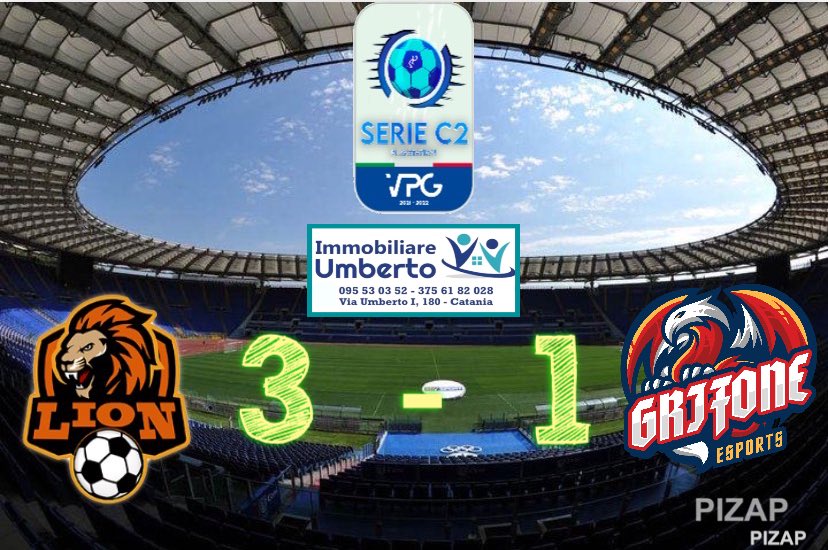 LEON ESPORTS official team AC LEON MONZA & BRIANZA (@teamlionpro) on Twitter photo 📝 | REPORT
🏆 | CAMPIONATO SERIE C2 <a href="/VPG_Italy/">VPG Italy</a>
🗒️ | 19º GIORNATA
🆚 | <a href="/GrifoneSports/">ASD Grifone Esports</a>
🏟 | 3-1 ✅
⚽️⚽️ | <a href="/Samuele11232470/">Samuele17</a>
⚽️ | <a href="/KunCaffo/">Kun Caffo</a>
👟 | <a href="/Samuele11232470/">Samuele17</a>
👟 | <a href="/MaransD/">Daniel Marano</a>
<a href="/ImmUmberto/">@ImmobiliareUmberto</a> 📝 | REPORT
🏆 | CAMPIONATO SERIE C2 <a href="/VPG_Italy/">VPG Italy</a>
🗒️ | 19º GIORNATA
🆚 | <a href="/GrifoneSports/">ASD Grifone Esports</a>
🏟 | 3-1 ✅
⚽️⚽️ | <a href="/Samuele11232470/">Samuele17</a>
⚽️ | <a href="/KunCaffo/">Kun Caffo</a>
👟 | <a href="/Samuele11232470/">Samuele17</a>
👟 | <a href="/MaransD/">Daniel Marano</a>
<a href="/ImmUmberto/">@ImmobiliareUmberto</a>