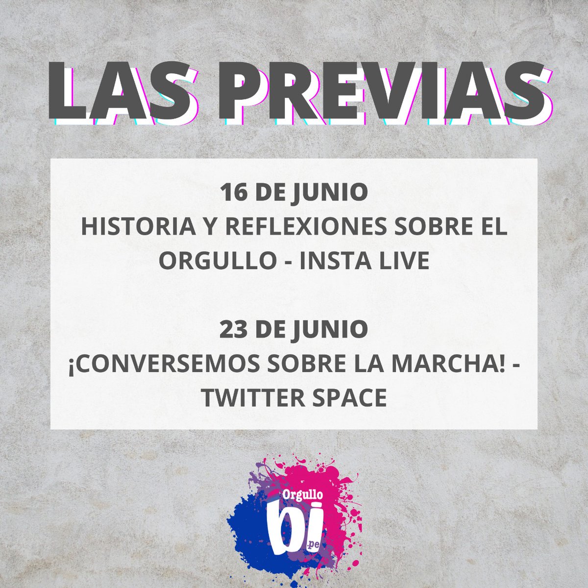 Orgullobipe's tweet image. ¡Feliz mes del #Orgullo!
Este 25 de junio en Lima acompañanos en el primer #bloquebisexual en la Marcha del Orgullo. 
Toca hacernos visibles, celebrar nuestra comunidad y hacer sentir la fuerza bisexual 💖💜💙