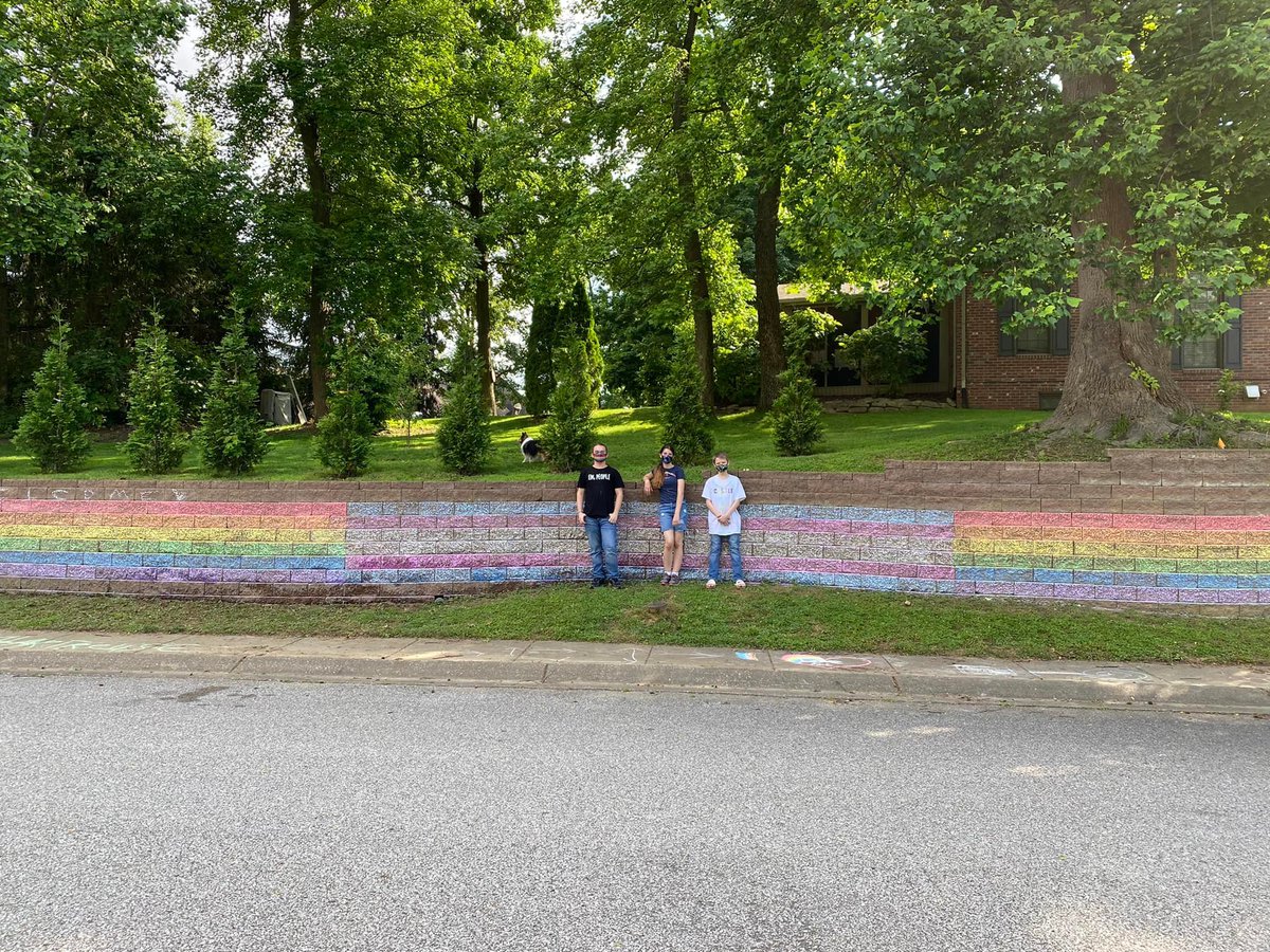 We REALLY wanted that to be clear on where our family stands for Pride this year. Lucky for us, we have a block-long retaining wall and a lot of chalk to make sure there is no confusion. We stand proudly beside all LGBTQ people. With love. Always. As it should be.
